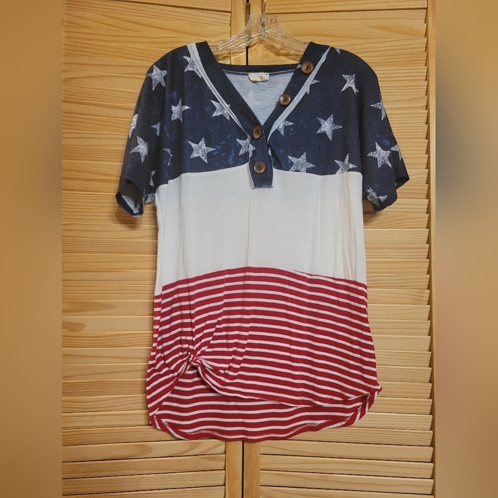 BiBi 4th of July Flag patriotic stars and stripes red white blue Small buttons‎